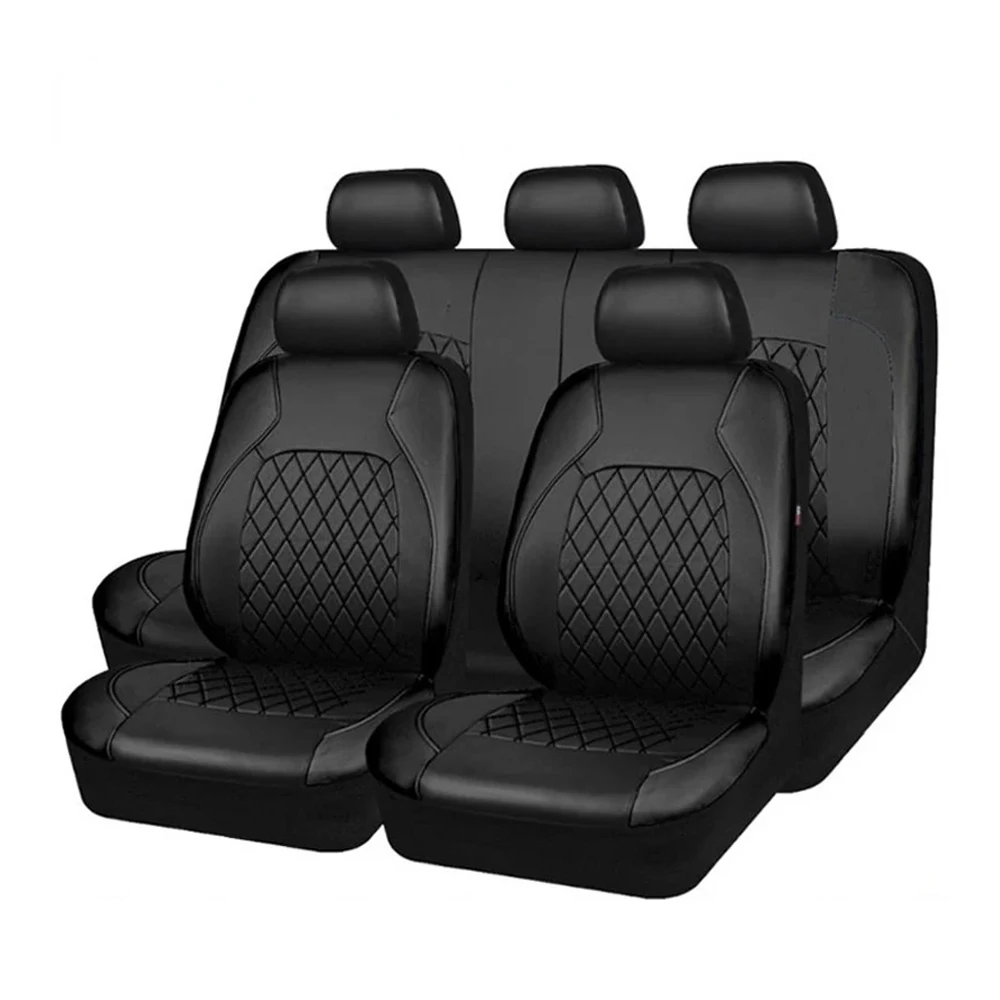 9 Pieces Car Seat Cover PU Leather Universal Seat Protector Full Set Automobile Interior Accessories for Car SUV Vehicle