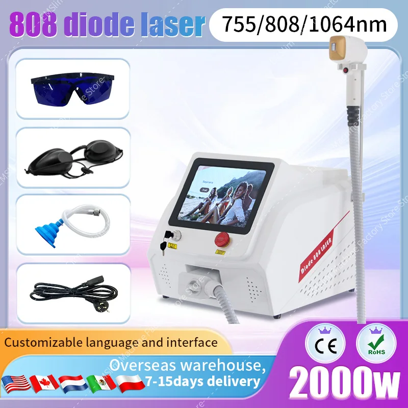 

Cooling Head Laser Hair Removal 808 1064 755 Laser Epilator Alexandrit Permanent Diode laser Hair Removal laser 3 waves Salon