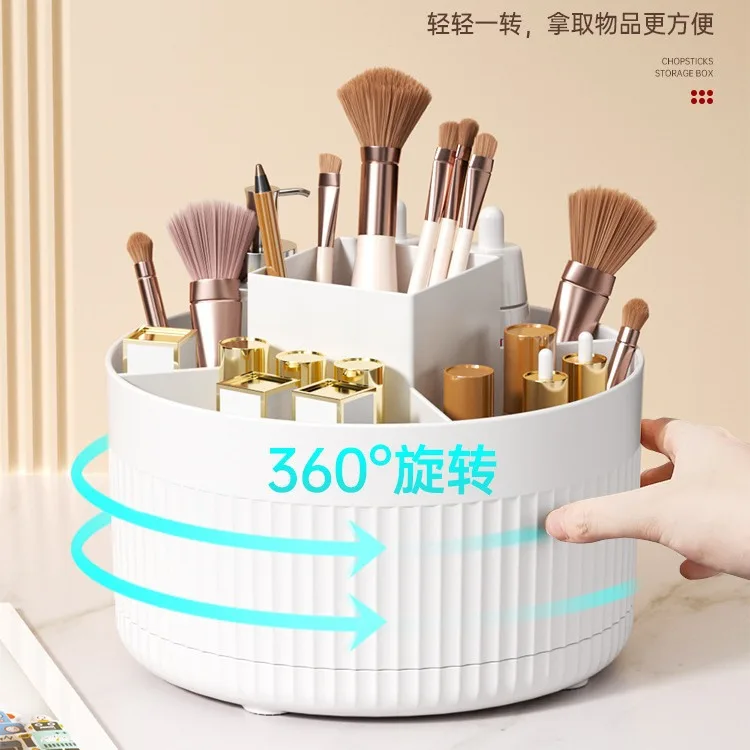 360 °   Rotierende Make-up-Box für Desktop-Organizer, Schmuck, Kosmetikpinselhalter, Lippenstift, Augenbrauenstifthalter, Aufbewahrung von Schreibwaren