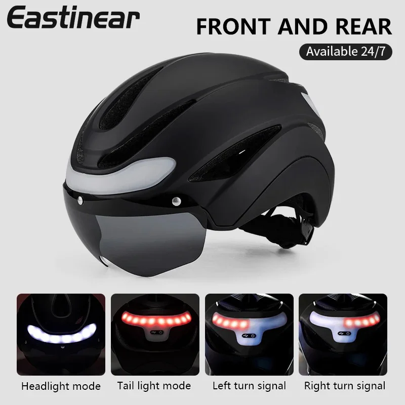 

Умный велосипедный шлем Eastinear 2025 с магнитными очками, светодиодный зарядный задний фонарь для взрослых, уличное безопасное велосипедное оборудование