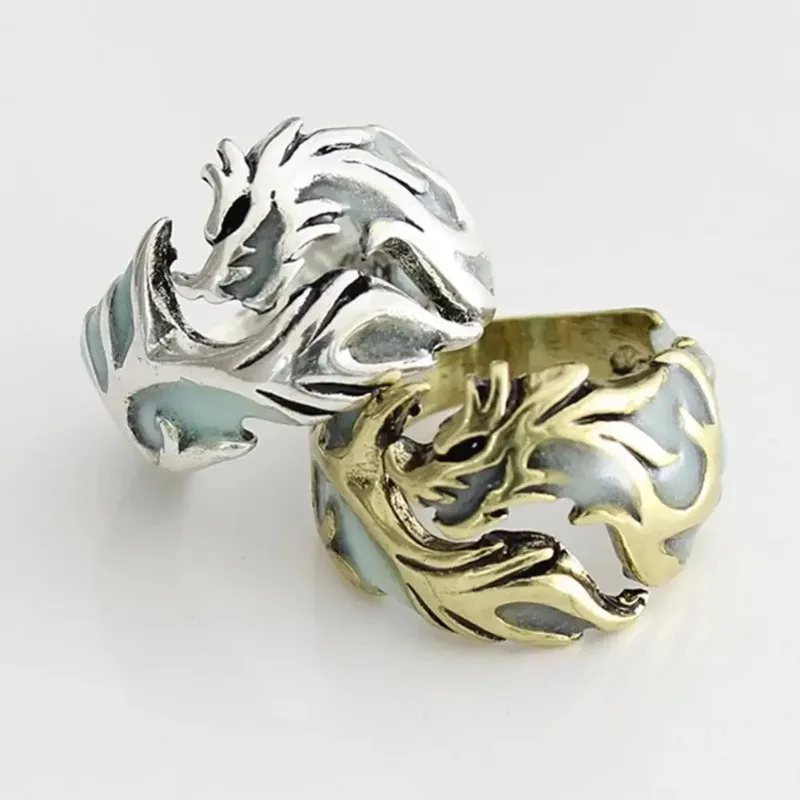 خواتم التنين المضيئة للرجال والنساء خواتم الشرير حجم الحرة البنصر توهج في الظلام خاتم الدائري #5