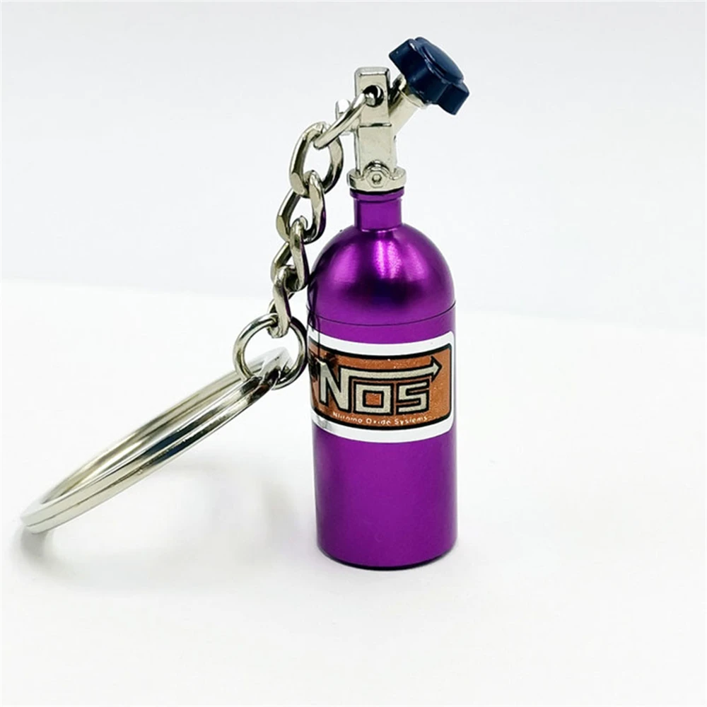 Simulation NOS Nitrous Oxide Bottle Keychain Creative Auto Parts Keyrings Fashion Car Keyholder Accessories Bag Charms Gifts