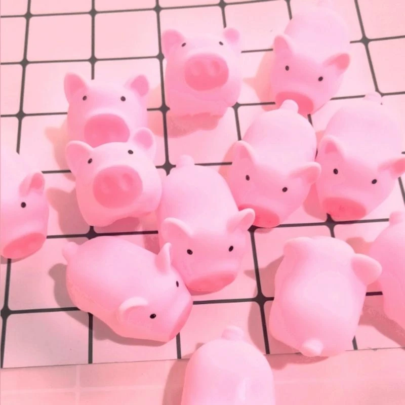 10 個かわいいピンクのブタのスクイーズ音圧おもちゃおやつ子供の誕生日ゲストギフト 15UB