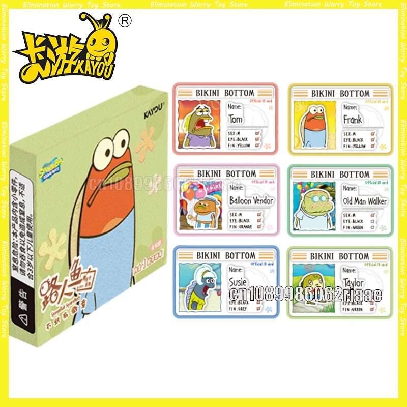 

KAYOU Badges SpongeBob SquarePants Bikini Bottom Pedestrian Fish ID Card Series of Non-woven Fabric Anime Blind Box Toys Gifts