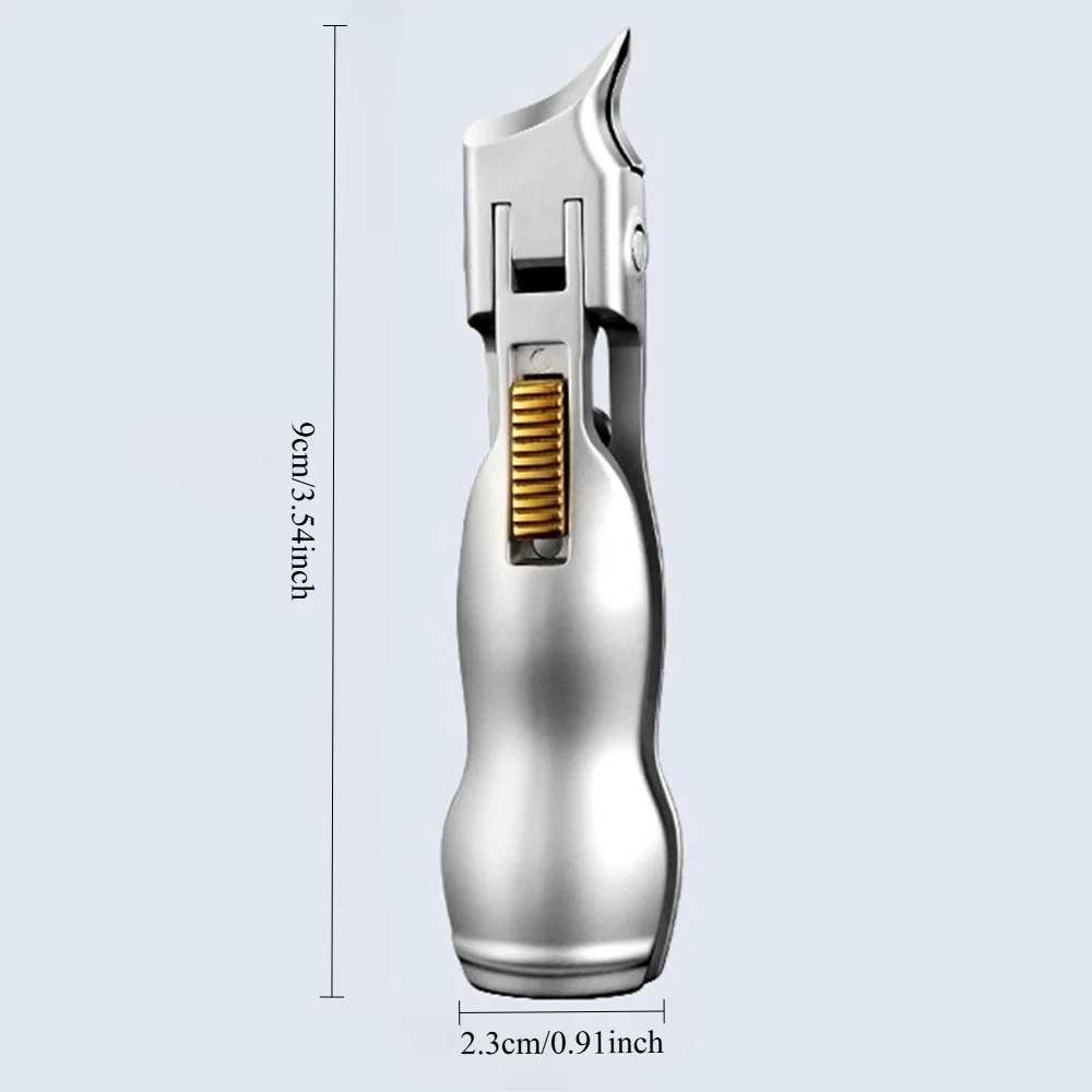 1Pc Stainless Steel Nail Clipper With 9mm Large Wide Jaw Opening Anti-Splash Ergonomic Orange Handle For Thick Nails