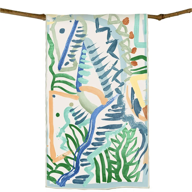 Pobing Twill Seiden schal Frauen Poncho Hand gerollt Graffiti gedruckt lange Schals Wraps Bandana großen Schal Hijabs weibliche Foulards – Detail 5