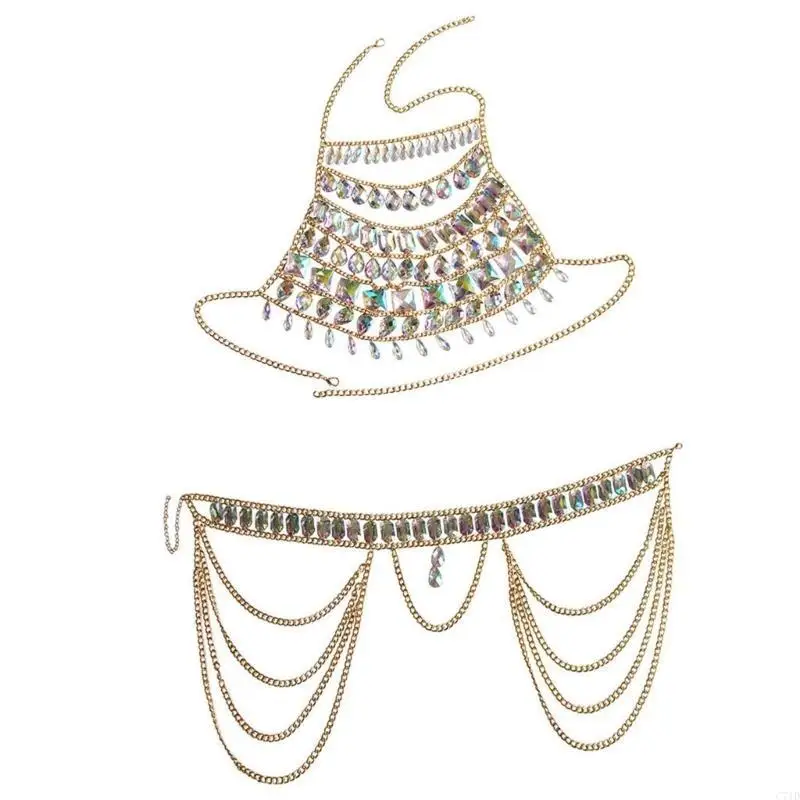 

Поясная цепочка для женщин, сексуальные цепочки для тела, летние пляжные украшения для тела, регулируемый бюстгальтер без для