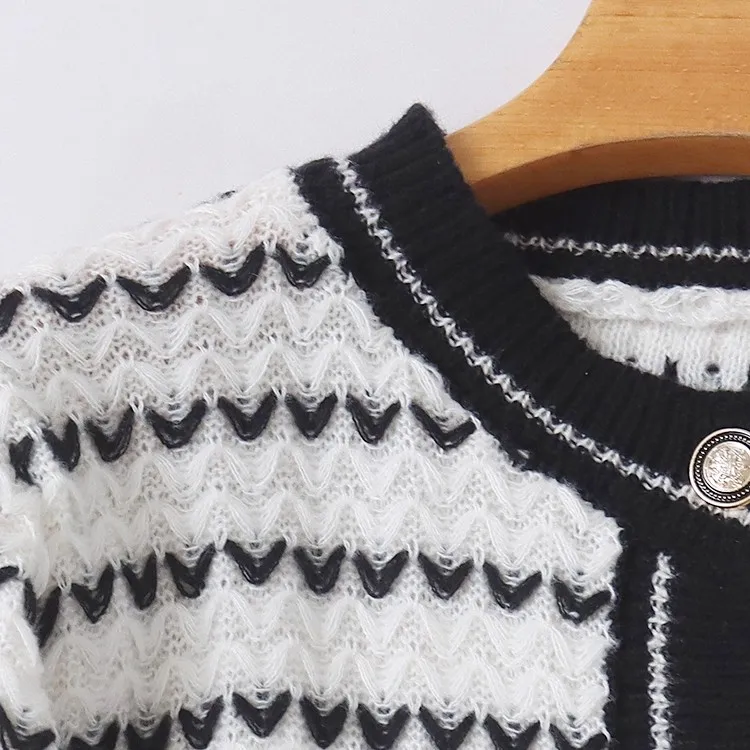 Faionable Long Sve Knitwear Cardigan Autumn Winter New Sle Small Fraance Wind Button Large Size Wave Simple Outerwear