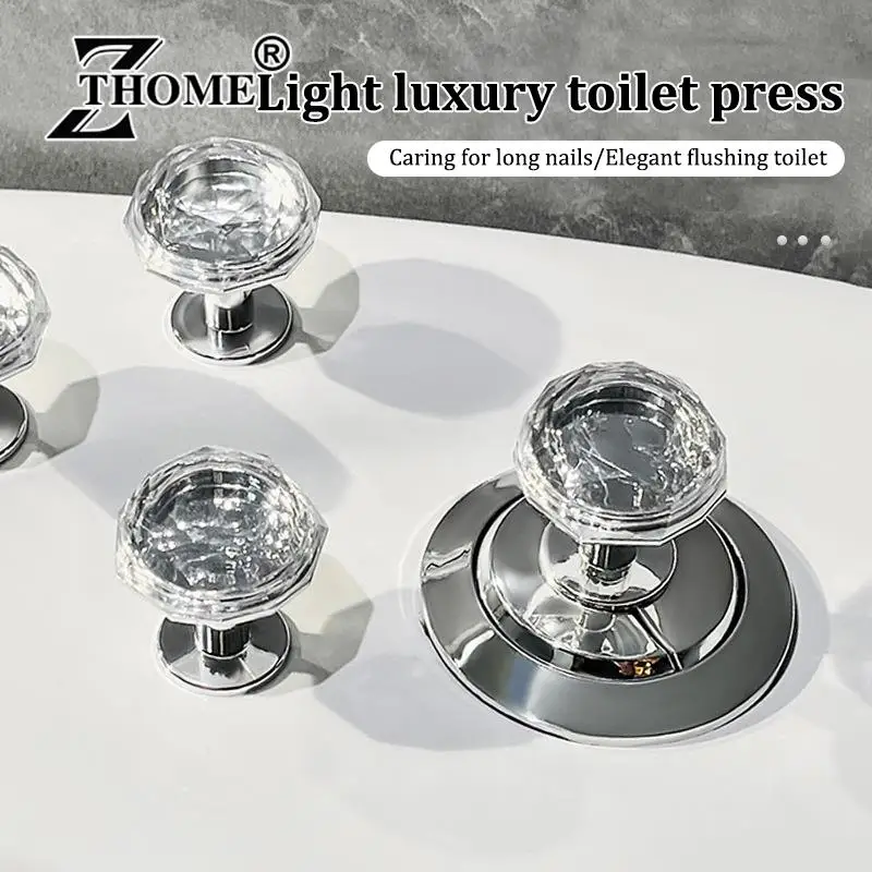 1Pc Toilet Button Diamond Toilet Press Button Water Tank Push Switch Nail Art Assistant Cabinet Door Drawer Handle