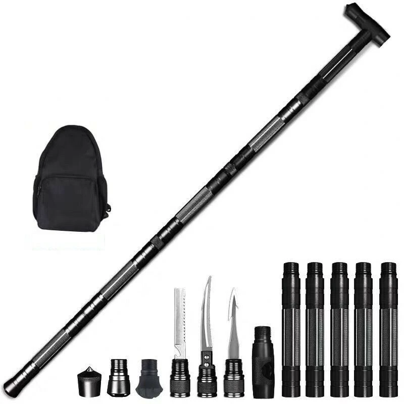 Tactical Trekking Poles Outdoor Camping Multi Tool Kit Walking Cane Hiking Stick Survival Hunting Self Defense Alpenstock