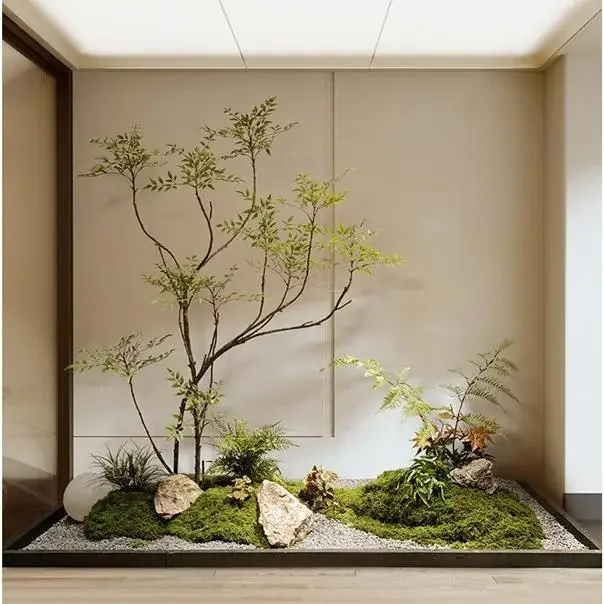 Entrance landscaping Micro landscape Green plants Indoor window Under stairs Corner ecological landscape Plant Corner ornament