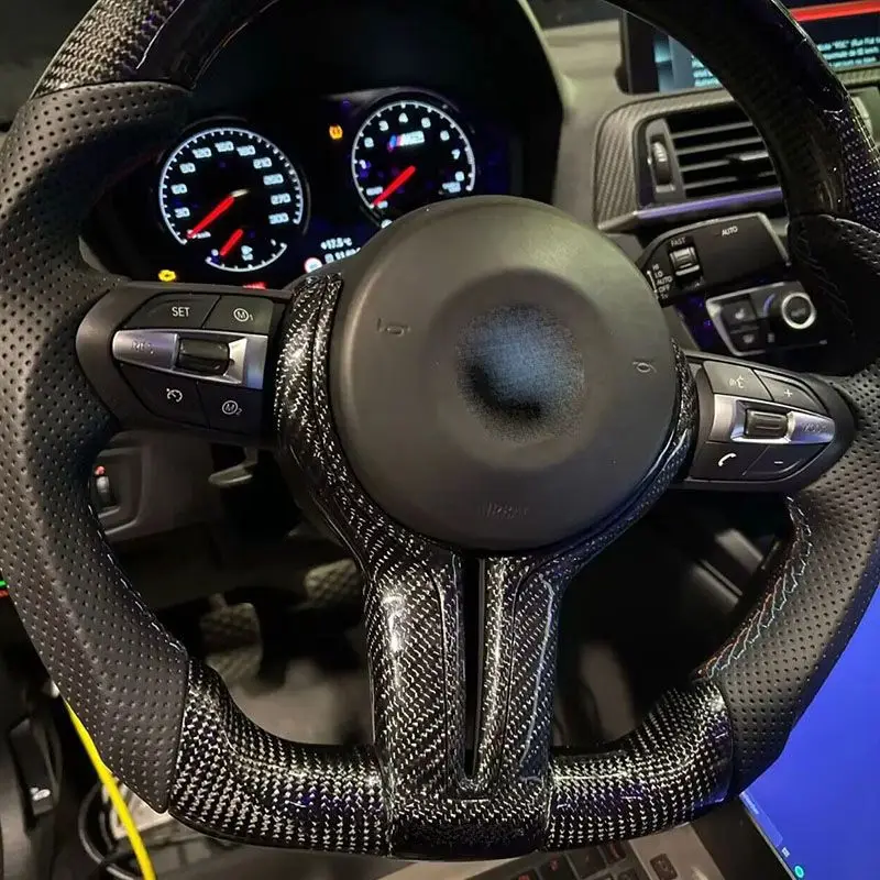 تنطبق على عجلة BMW F F10 F20 F30 F15 1234567 سلسلة غطاء عجلة القيادة من ألياف الكربون المعدلة بالكامل