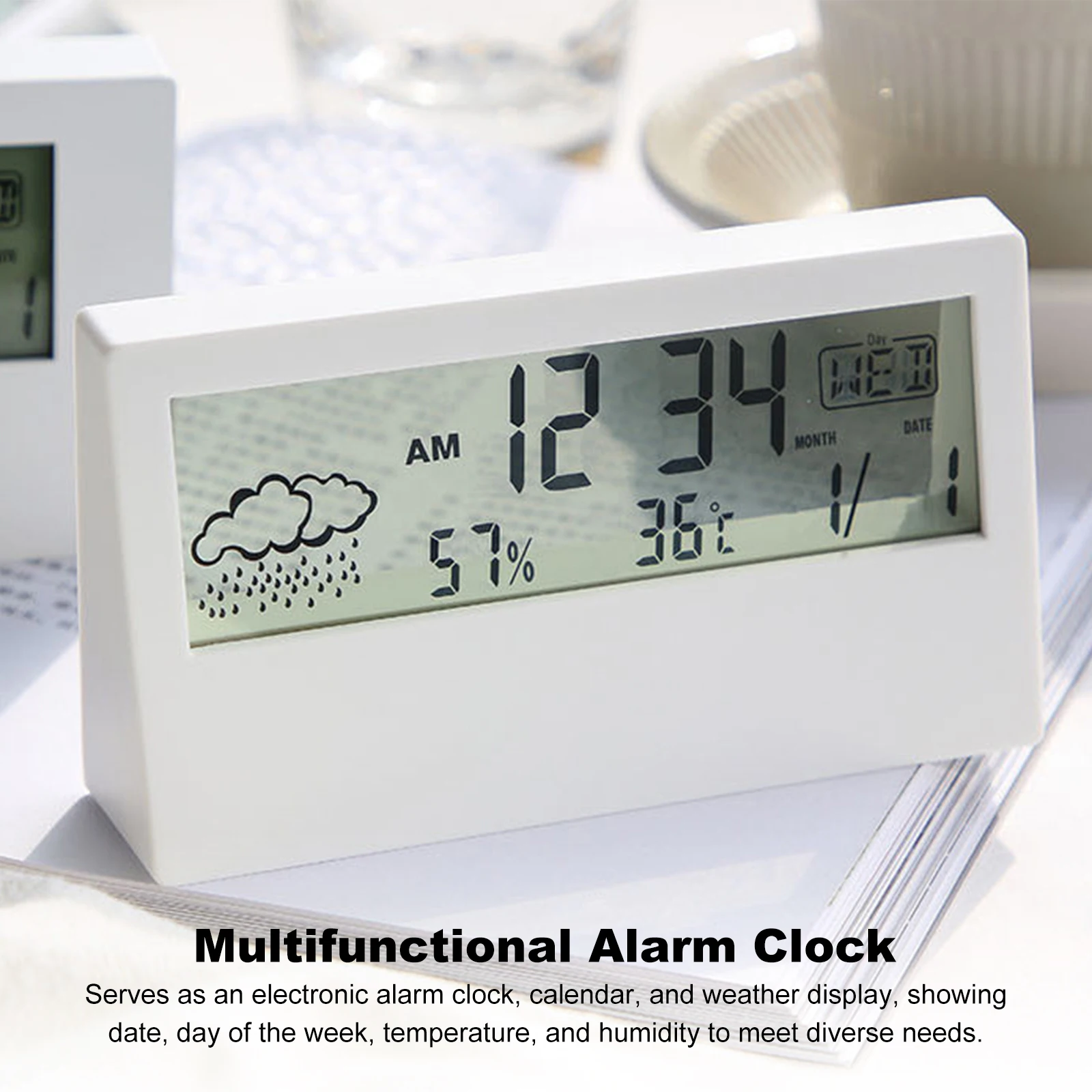 Large Digit Display Multifunction Electronic Clock with Temperature Snooze Calendar Electronic Desktop Clock Bedside Alarm Clock