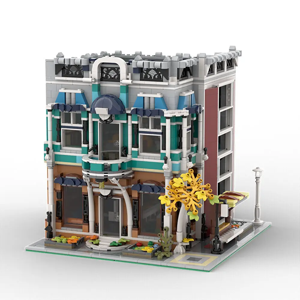 Modular Building: Café / Library Model with Interior 2287 Pieces MOC Build