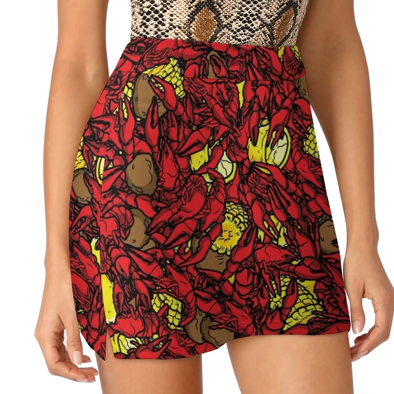 Crawfish Full Women's skirt Aesthetic skirts New Fashion Short Skirts Crawfish Crawfish Seafood Louisiana