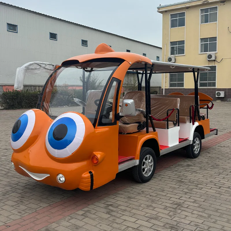 Electric Sightseeing Vehicle, 4-Seat Cartoon Train for Tourist Attractions, Real Estate Viewing, Patrol, Golf Courses