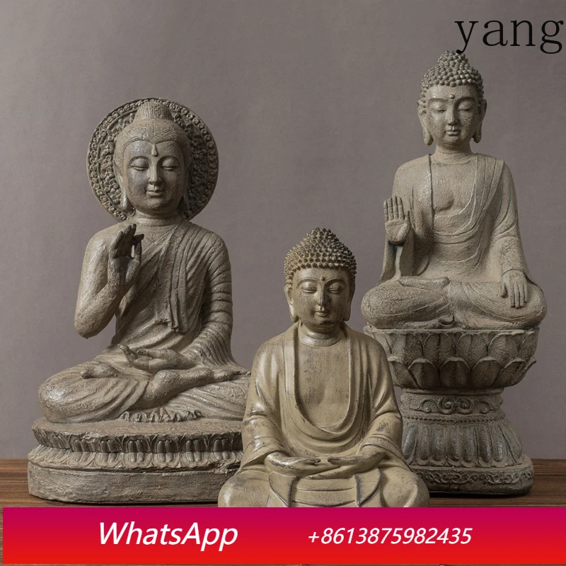 

LTT Zen Buddha Statue Ornament Home Living Room Entrance Tea Room Decoration Resin Crafts