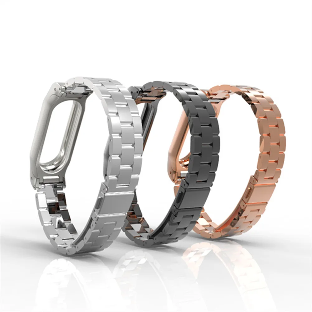 

Protective Shell Cool Metal Replacement Strap Wristbands Stainless Steel Smart Bracelet Accessories for 2 (Rose Gold)