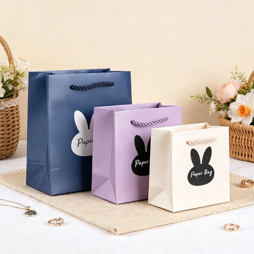

20/50/100Pcs Custom Logo Jewelry Bags Earrings Necklace Bracelet Organizer Gift Paper Tote Bags with Handle Wedding Favors Guest