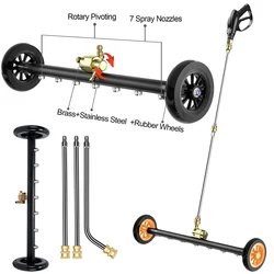 22 Inch Pressure Washer Extendable 3-Wand Undercarriage Surface Cleaner 1/4 Quick Connector High-Pressure Water Broom 4000 PSI