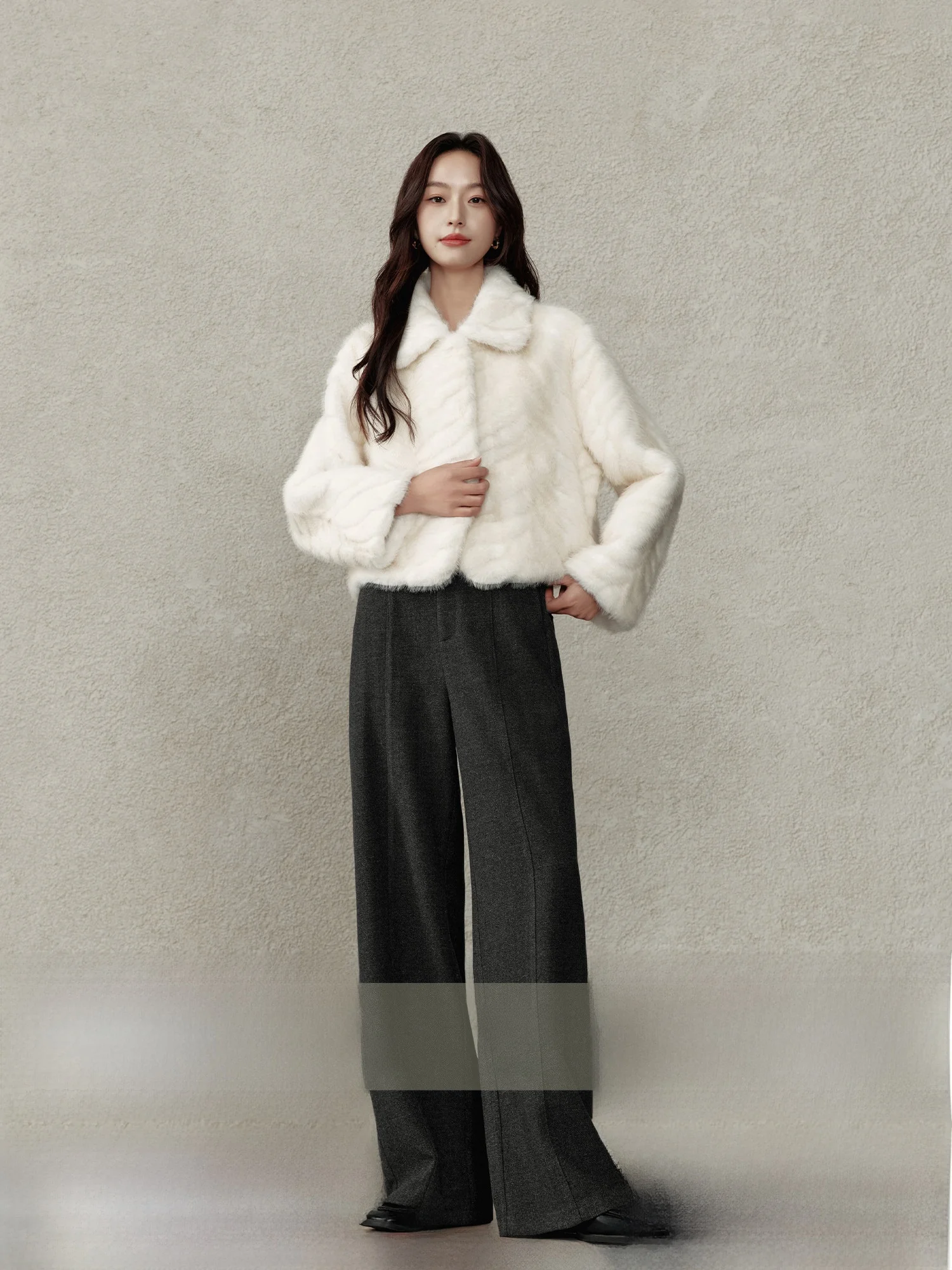 

ay Casual Pants Loose Lazy Sle Suit Design Women's Winter High Waist Straight Leg Warm Polyester Blend Casual Trousers