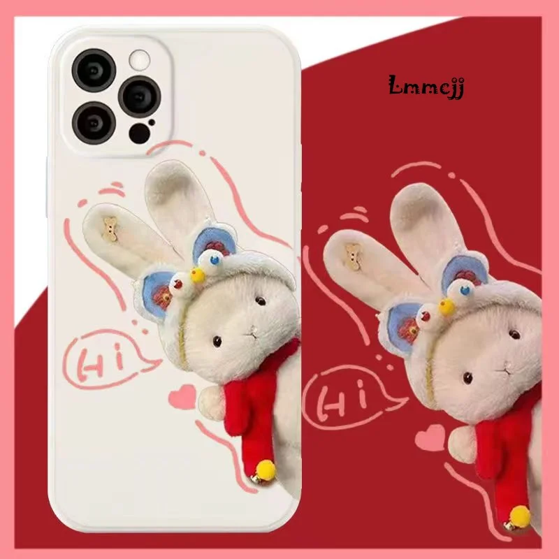 Lmmcjj Cute Rabbit Phone Case For Samsung Galaxy S22 S23 Ultra S21 FE A13 A22 A23 A53 A33 A72 A54 Note 20 Silicone iPhone Cover