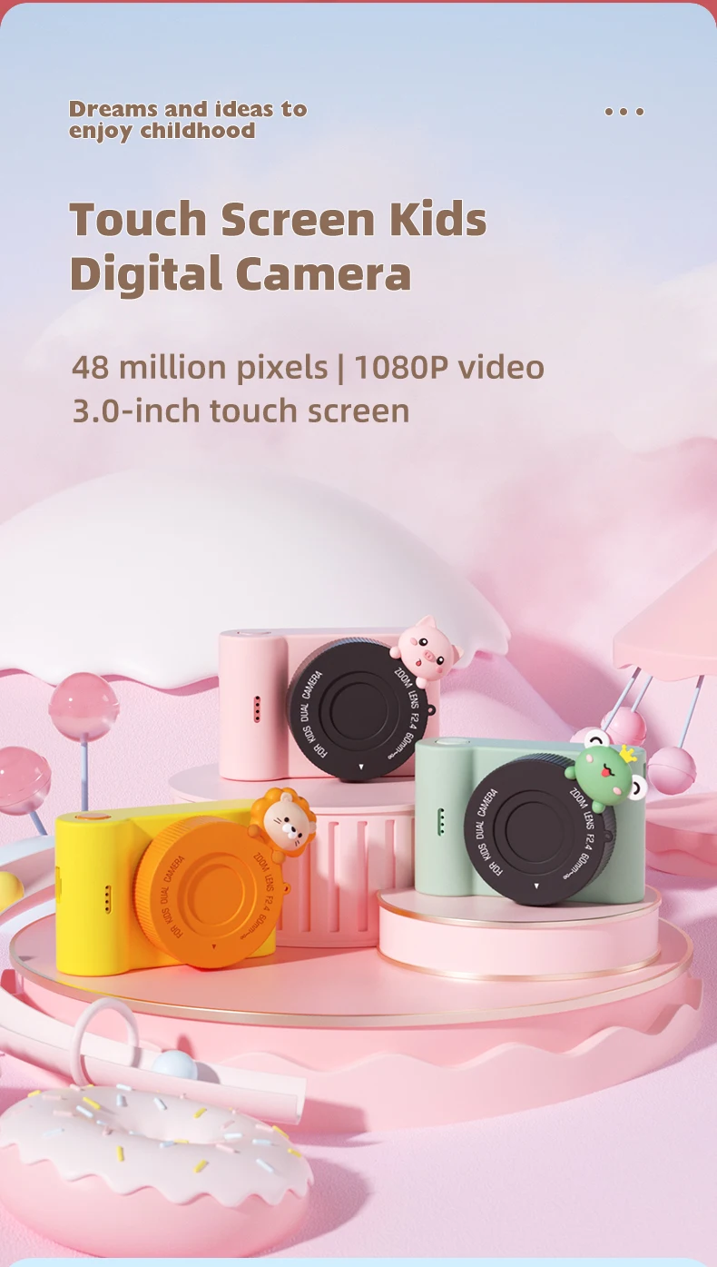 Hot Selling Children Camera Kids 48MP Cartoon Full HD 1080P Digital Video Camera