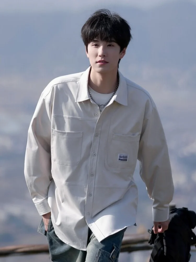 

Casual Workwear Shirt Men's Long Sleeve High-End Feeling Cool Spring Autumn Style Teenage Japanese Retro Cityboy Jacket