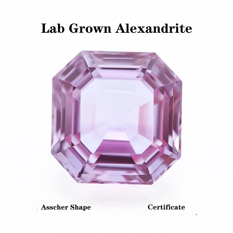 

Lab Grown Alexandrite Asscher Shape Change Color Stone Charms Gemstone DIY Ring Necklace Earrings Main Materials Certificate