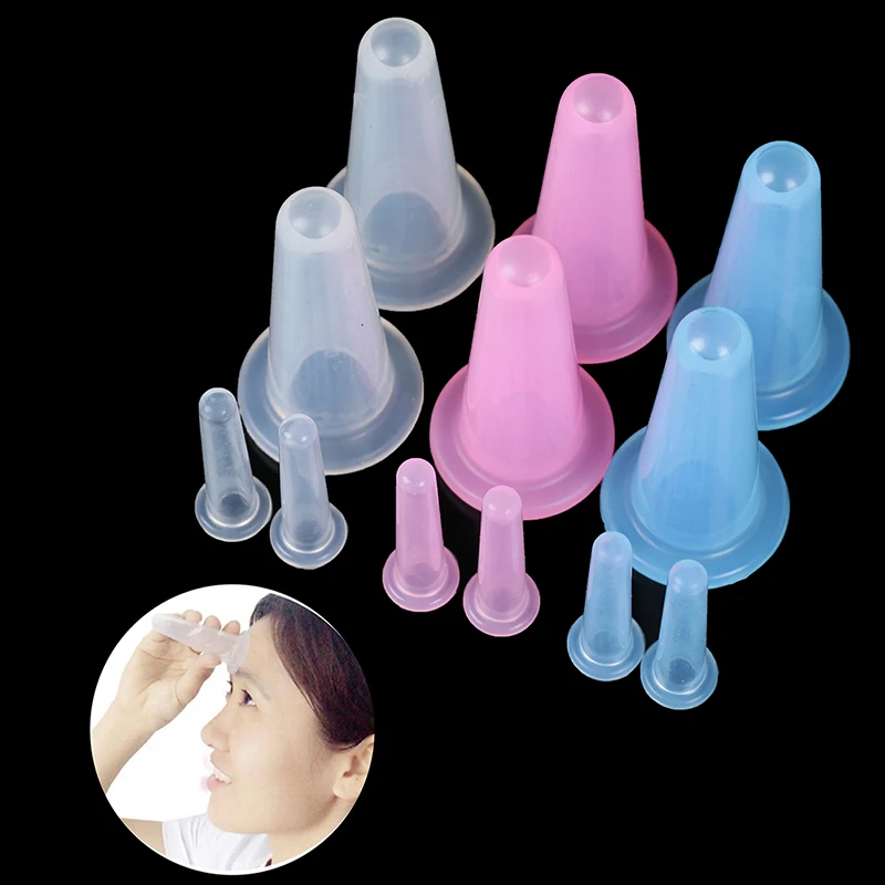 4pcs Silicone vacuum cupping cans for face neck massage anti cellulite suction cup