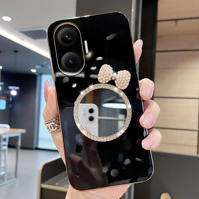 

Case For Xiaomi Poco F7 Pro Ultra 5G Makeup Mirror Glitter Ring Phone Case for Xiaomi Poco F7 Ultra Pro 5G Soft Cover