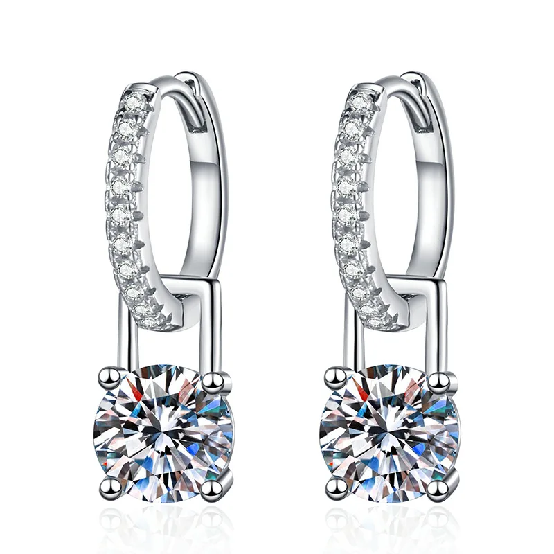 Real D Color VVS1 Moissanite Diamond Drop Earrings Stunning s925 Sterling Silver Moissanite Ear Stud Fine Jewelry
