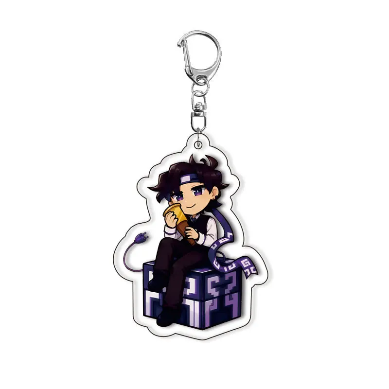 Un Stable Universe Chibi Acrylic Keychain, SMP Parrot ClownPierce FlameFrag Character Bag Charm Backpack Pendant Gamer Fan Gift