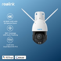 REOLINK 4K Wi-Fi 6 PTZ Security Camera 5X Optical Zoom Pan & Tilt Auto Tracking Smart Detection 8MP Onvif Dome Outdoor IP Camera