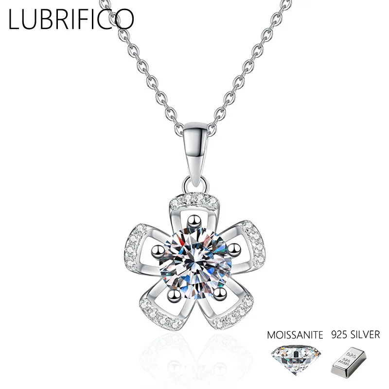 

1.0 Ct D Color Moissanite Flower Shape Necklace 925 Sterling Silver Lad Diamond Pendant For Women Fine Jewelry Wedding Party