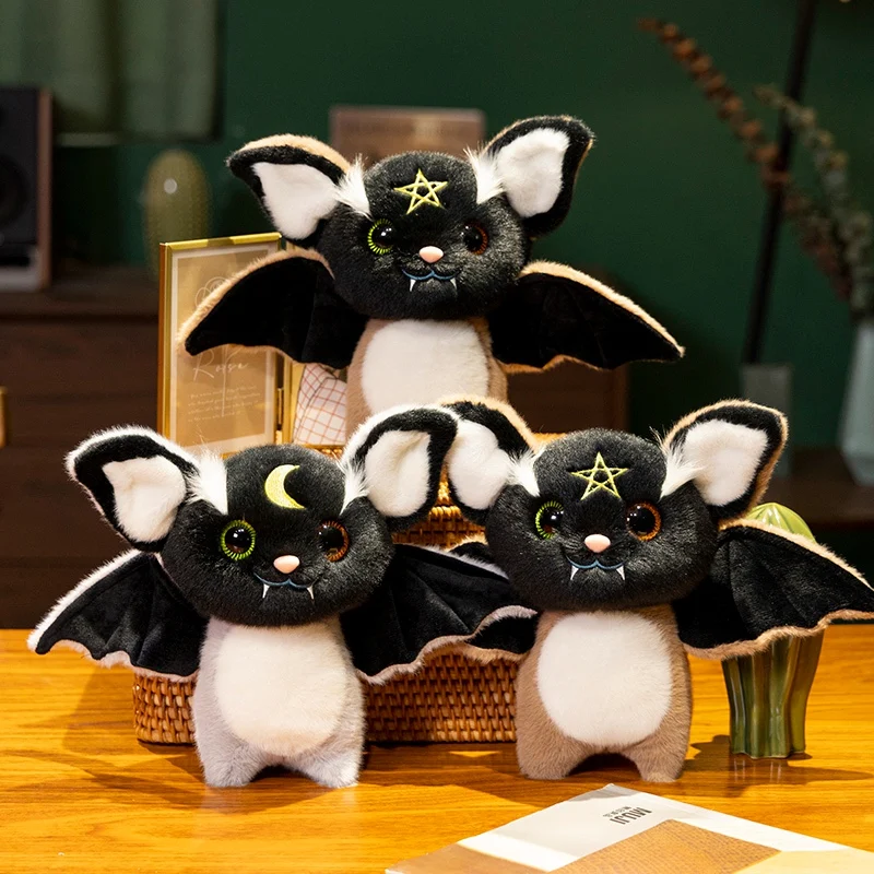 Dark Series Vampire Plush Bat Toy Pentacle Moon Bat Doll Stuffed Gothic Rock Style Bag Halloween Plush Kids Toy Home Decor Gifts