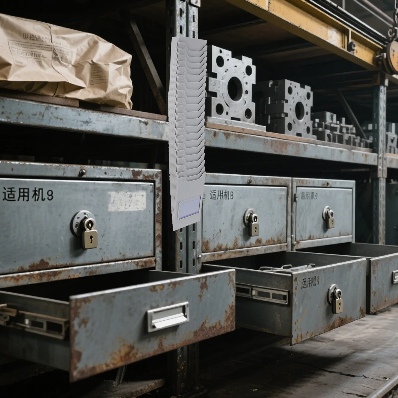 رف بطاقات من مادة المستودعات، حامل بلاستيكي متعدد الجيب، رف تخزين منظم بطاقات الوقت لشارات الحضور #1