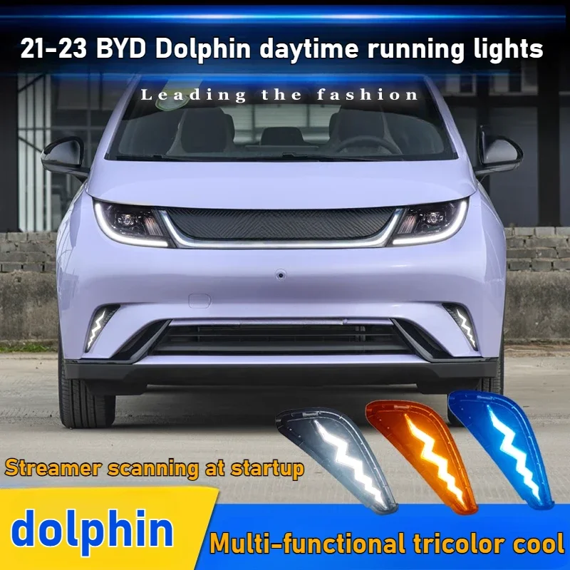

For BYD Dolphin 2021 2022 2023 Led Daytime Running Lights Front Bumper Fog Lamp DRL With Dynamic Turn Signal 12V Daylights