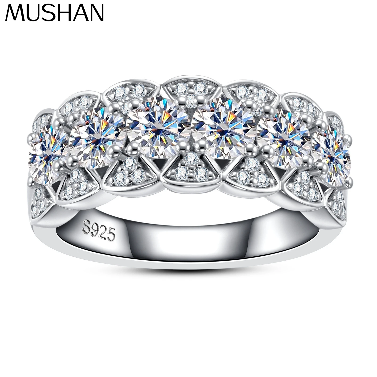 

MuShan Brand Jewelry 925 Sterling Silver Ring VVS Moissanite Date Night Ring for Partner 18K Real Gold Plated MST Patent Rings