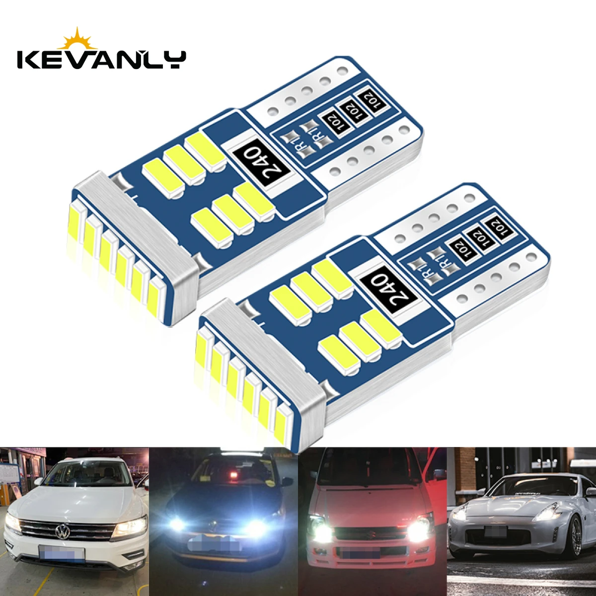 kevanly 2/10pcs W5W T10 194 Canbus 18SMD 3014Chip For Car Interior Parking Position Light Super Bright 6000K white PlugPlay 12V