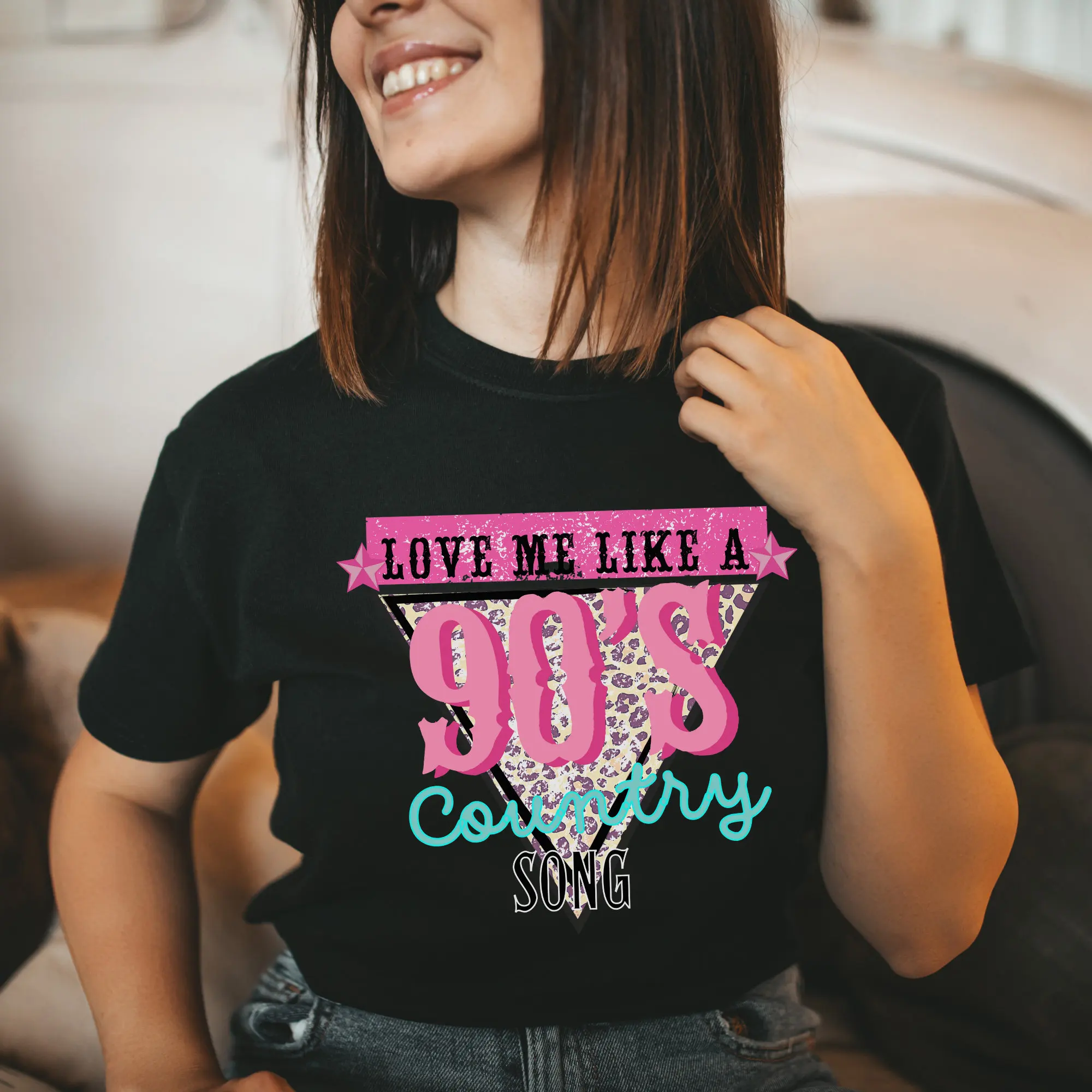 Love me Like a 90s Country Song T Shirt 90's Western baby raised 80s crew neck Music Fan Honkytonk Nashville