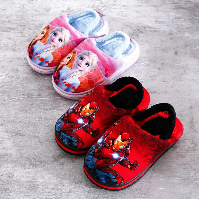 Disney cartoon Spider-Man Mickey Mouse cotton slippers Donald Duck home indoor plush warm couple slippers