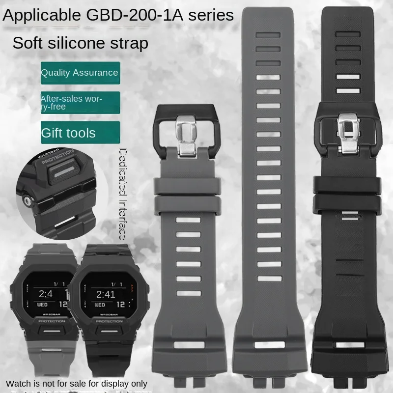 

GBD 200 WatchBand Bracelet For G-SHOCK Casio GBD-200-1A GBD-200RD-4 Soft Silicone Strap Black Watch Belt Waterproof Sports Strap