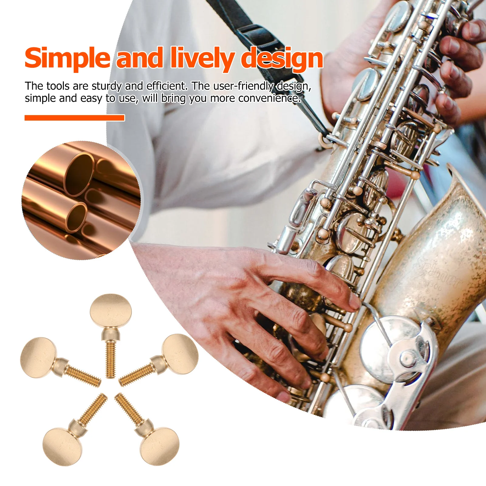 

5Pcs Saxophone Neck Screw Golden Brass Durable Portable Sax Replacement Accessory Instrument Repair Tool Saxophone Neck Screw