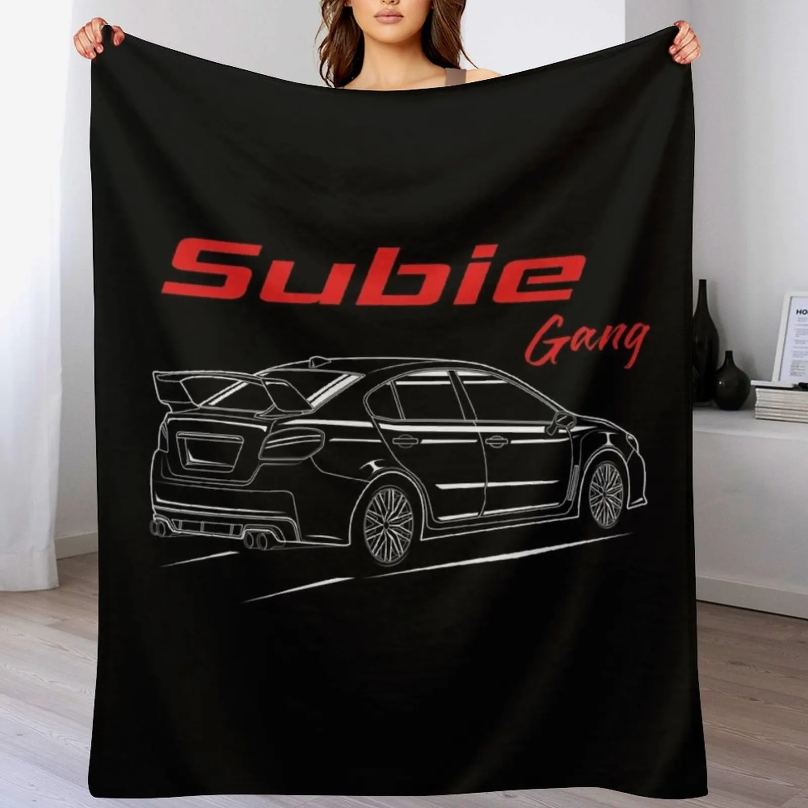 Subie gang back Text line ( white print ) Throw Blanket Polar Summer Furrys Blankets