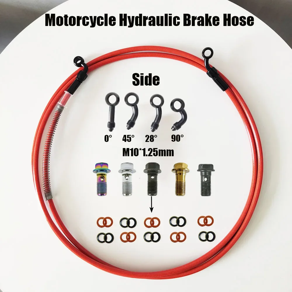 

Stainless Steel Braided Motorcycle Brake Hose360 Degree Rotatable Banjo Hydraulic Clutch Tube Master Cylinder Brake Oil DOT Pipe