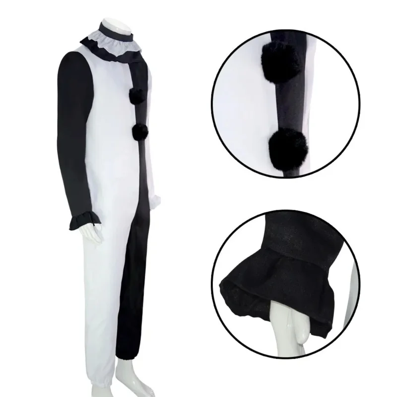 Clown Joker Costume Cosplay Maschera Terrifier Tuta Donna Uomo Halloween Horror Nero Bianco Tuta TV Arte Il Clown Set di vestiti