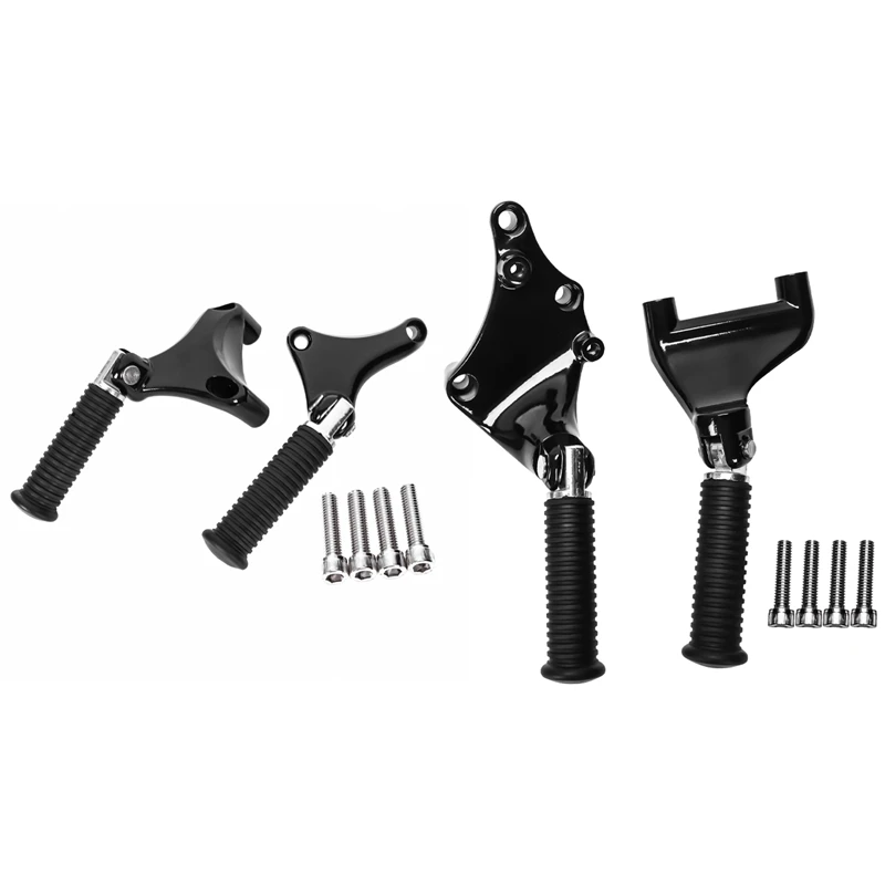 

1 Set Footrests Rear Passenger Foot Pegs Assembly & 1 Set Motorcycle Black Rear Foot Pegs Footpegs Mount