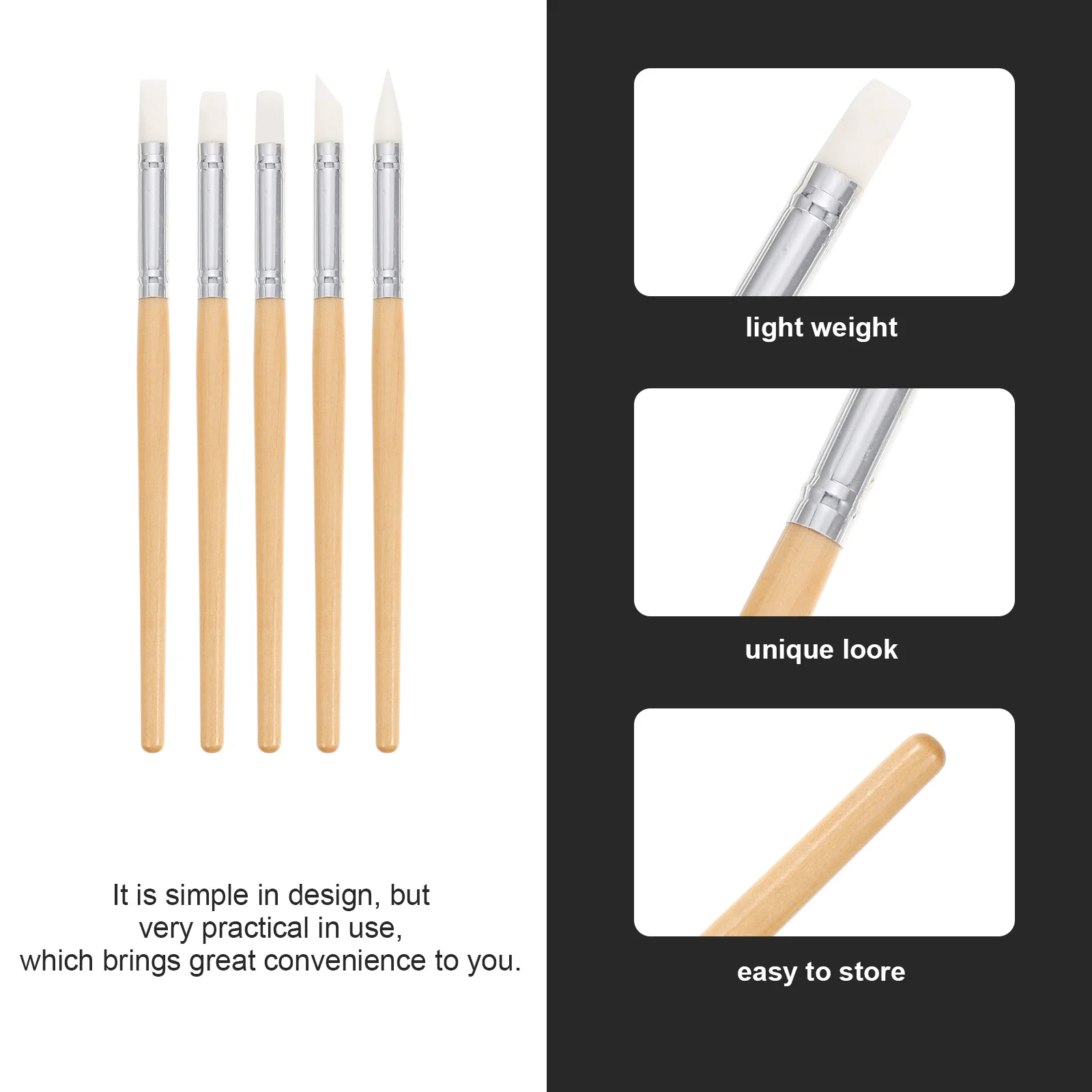 

5pcs Silicone Wood Sculpting Tools For Clay Modeling Professional Polymer Clay Pens Household Portable Sculpting Supply