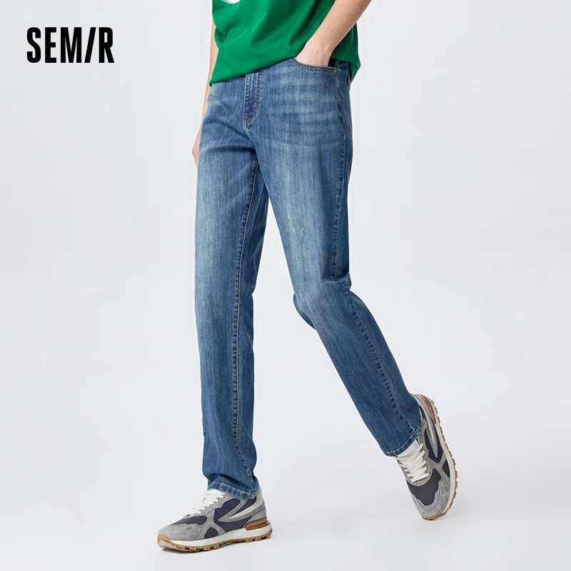 Semir Jeans Men 2023 Summer New Comfortable Casual Commuting Pants Retro Trendy Straight Trousers